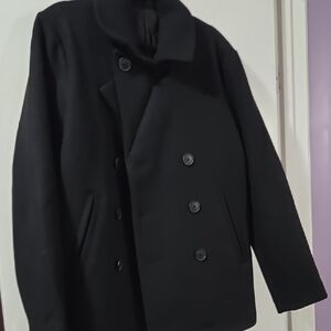 Old Navy Black Peacoat Double-Breasted Wide Lapels